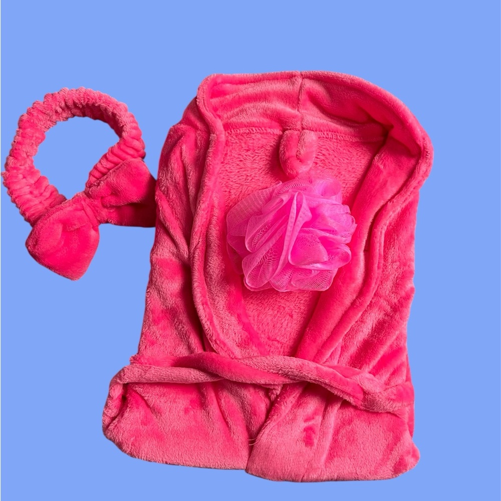 Children’s Pink Plush Bathrobe Set